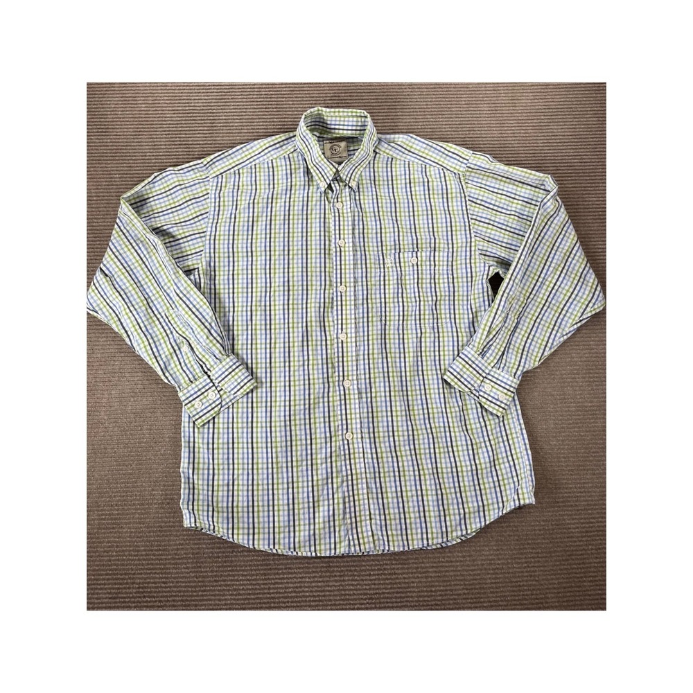 Gunnison Creek Outfitters Mens Plaid‎ Button Down Shirt Blue Green White Size M